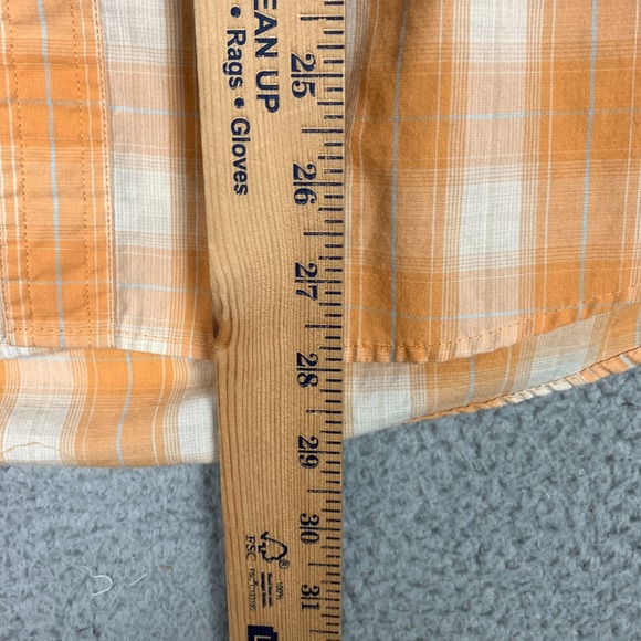 Howler Brothers Shirt Men's Large Orange/White Plaid Vented Button Up Pearl Snap - Picture 11 of 12